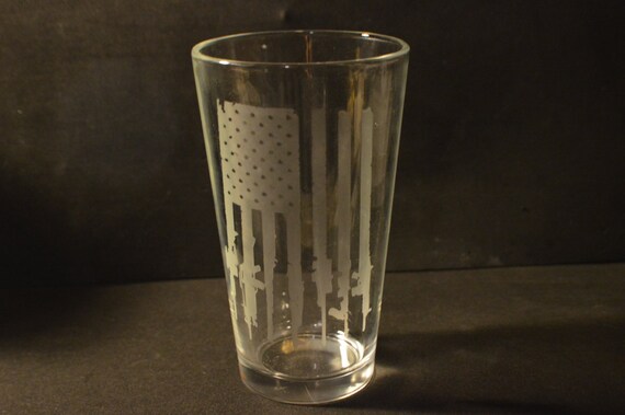 American flag guns pub glass