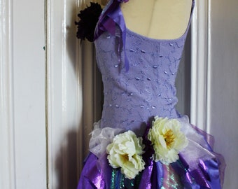 Purple Fairy Dress/Top/Tutu/Size S/Flower fairy Costume/pixie/Pagan/Eco Friendly/Boho/Fantasy/Fairy Costume/Bespoke/Fairy Festival/Fairy Top