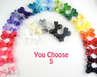 PICK 5 - Toddler Hair Bows - small hair bows - baby hair bows set - girl bows - baby hair clips - infant hair bows alligator clips - AM
