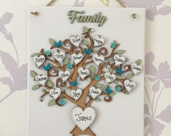 Family tree plaque, tree of life, family quote, personalised family tree, customised family tree, gift for mum, gift for grandparents
