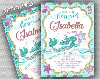 Mermaid Invitation, Mermaid Birthday Invite Teal Purple Gold Sparkle, Under The Sea Invitation Mermaid Party, Summer Invitation Printable