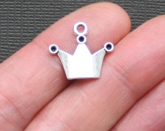 12 Crown Charms Antique Silver Tone - SC2393