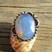 925 Solid Sterling Silver Overlay / Silver Plated Fire Opalite Gemstone Ring Size 9 (Adjustable) Jewelry RR-19