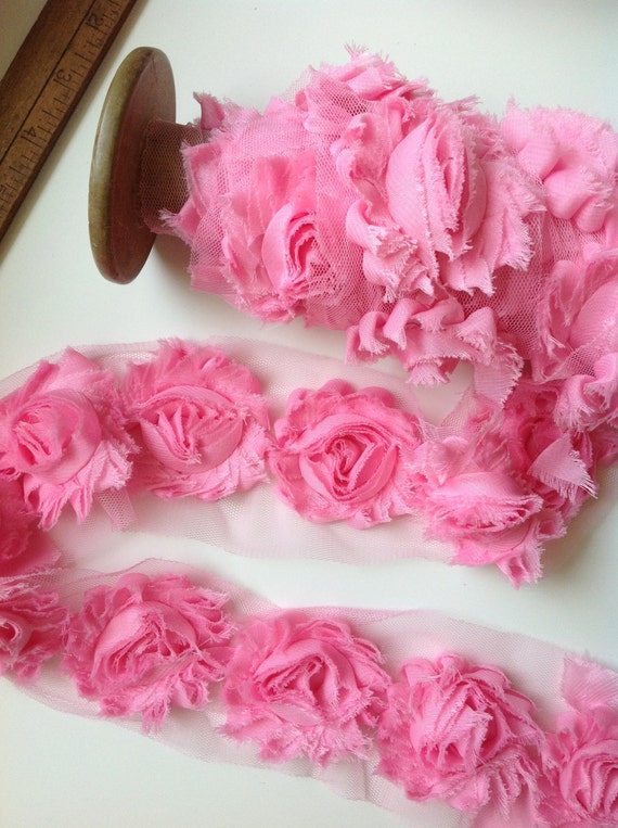 Items similar to TEN Frayed Fabric Flower - DIY wholesale flowers ...