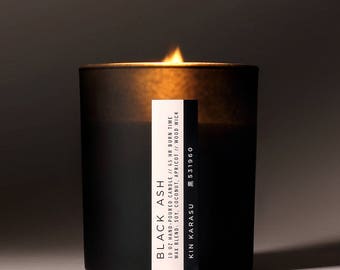 Black Ash scented candle | soy-coconut-apricot wax blend | wood wick | FREE DOMESTIC SHIPPING