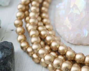 8mm Wood Beads, Gold Wood Beads, 8mm Beads, Gold Beads, Gold Wood, Bright Gold, 8mm Gold Beads, Waxed Wood Beads, 8mm Wood,