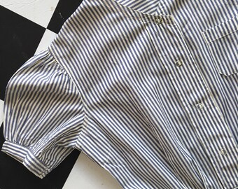 RESERVED | ON LAYAWAY | Vintage 1940s Pinstripe Nurse's Dress - Starched Cotton Nurse Uniform - Cotton Day Dress - 40s Cotton Dress - 40s St