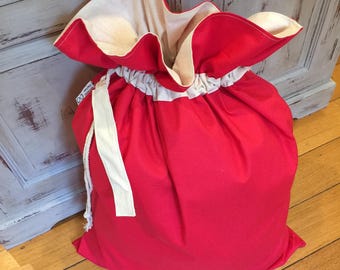 Christmas In July, Christmas Santa Sack, Red and Calico Genuine Quality, Hand Made, Large 75cm x 55cm, Fully Lined, Personalised