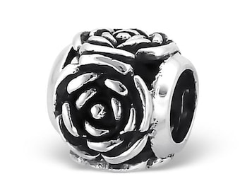 Sterling Silver Rose Bead