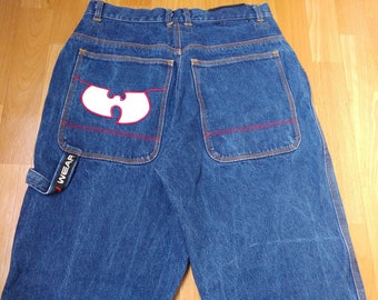 WU WEAR jeans, vintage hip hop baggy loose jeans, 90s hip-hop clothing, Wu Tang Clan hiphop gangsta rap, kani, jnco, OG, size W 30