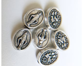 Miraculous Medal Bead/ Our Father Beads/ Rosary Parts