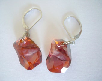 Red Swarovski Earrings, Swarovski Divine Rock Earrings, Red Magma Swarovski Earrings, Swarovski Jewelry