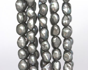 1709 Pearls 10-12 mm Gray potato pearls Off round pearls Grey beads Natural freshwater pearls Real pearls for jewelry Cultivated pearls.
