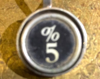 5 and percentage sign Typewriter Key Pendant