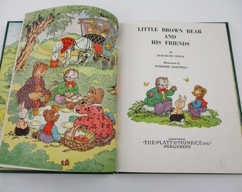 Little Brown Bear and his Friends by Elizabeth Upham Illustrated by Marjorie Hartwell, Vintage Children's Book, Kids Book, Cute Animal Story