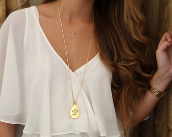 Ohm Necklace, 14k Gold Necklace, Long Necklace , Long Necklace, Yoga Jewelry