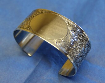 hand engraved sterling cuff bracelet