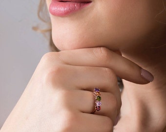 Mothers Birthstone Ring - Birthstone Rings - Family Birthstone Ring - Gift For Mom - Multi Birthstones Ring - Mother's Day Gift