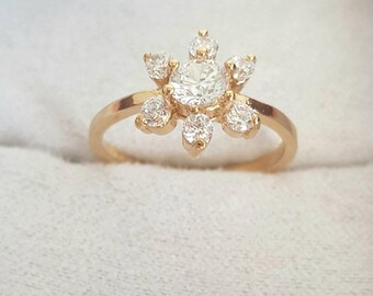 1930s Vintage Art Deco Ring Vintage Ring 14k Gold Plated Ring Art Deco Ring Vintage Engagement Ring Flower Ring Size 7 Ring