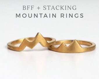 Best Friend Ring, Mountain Ring, Wanderlust Gold Ring, Dainty Ring, Sister Ring, Minimalist Ring, Nature Ring, engagement jewelry set