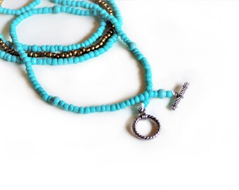 Blue Turquoise Jewelry | Blue Choker | 90s Choker | Layered Necklace