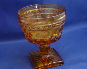Vintage Colony Glass Park Lane Amber Tall Sherbet Dish, 1960s