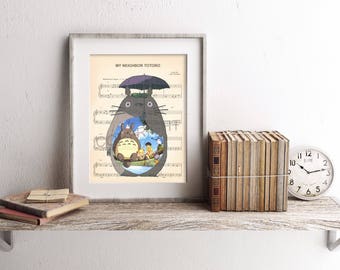 My Neighbor Totoro Silhouette Sheet Music Art Print
