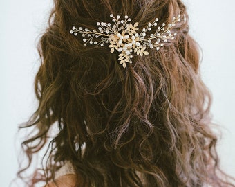 Gold Hair Comb, Gold leaf hair comb, 、Gold headpiece, Gold leaf comb, Bridal hair comb, Prom Hair Comb, RosyroseStudio