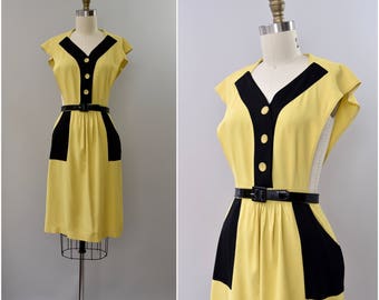 1940's rare "Jumperjack" pinafore rayon dress • xs
