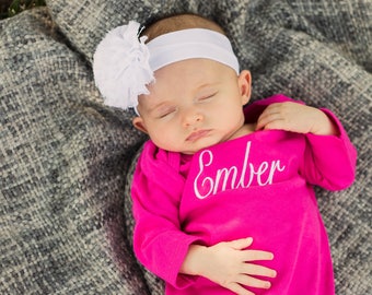 Monogrammed Baby Gown | Newborn Gown | Baby Girl Layette | Baby Shower Gift | Take Home Outfit | Infant Gown | Baby Girl Gown | Baby Gift