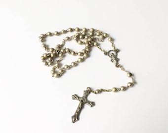 Rosary Beads Cross Necklace Catholic Jewelry Holy Rosary Beads Metal beads Italy
