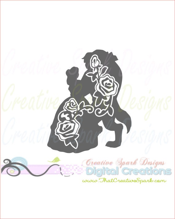 Download Beauty and the Beast Rose Silhouette SVG Digital Download for