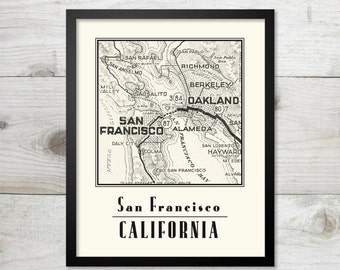 San Francisco Vintage Map Art Print 8 x 10