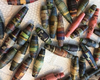 Paper Beads - Handmade - Upcycle - Destash Beads - DIY Jewelry Beads - Eclectic Beads