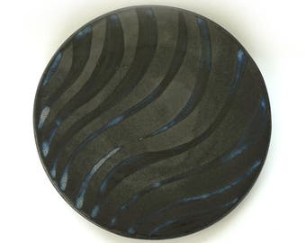 Large ceramic platter, large serving platter, blue and black platter, handmade, ceramic gift, pottery serving dish, large pottery platter
