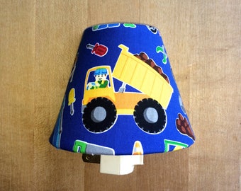 Construction Dump Truck Night Light / Baby Boy Nursery Decor / Boys Room Dig It / Primary Colors Red Blue Yellow Orange