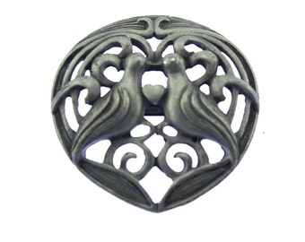 Vintage Pewter Bird Brooch, Silver Bird Brooch, Love Birds Brooch