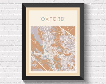 oxford map oxford poster oxford print map of oxford oxford street map