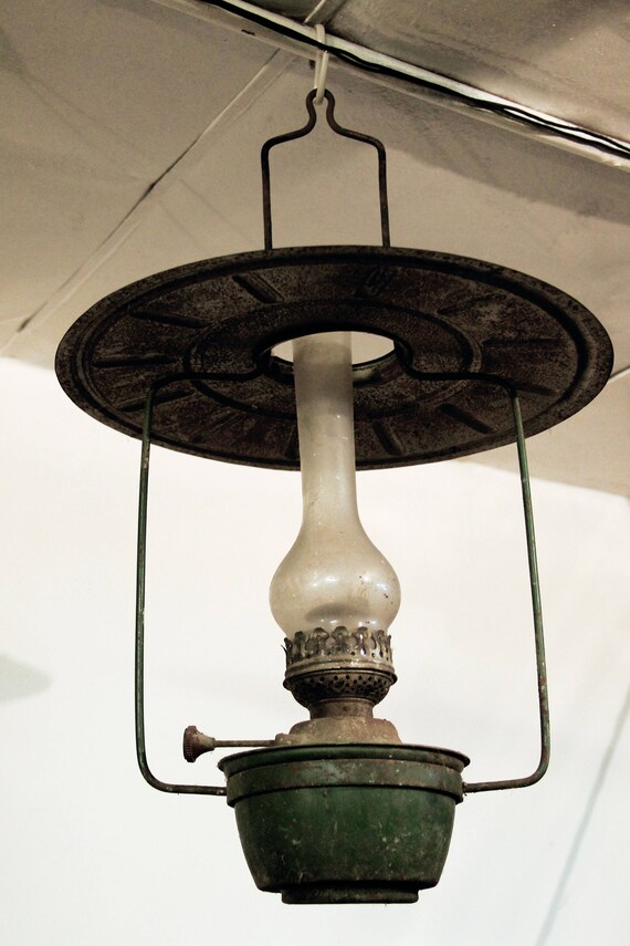 Large Vintage Hanging Oil Lamp Old Kerosene Lantern Antique