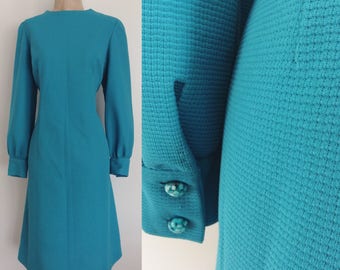 1970's Turquoise Polyester Shift Dress Plus Size XL by Maeberry Vintage