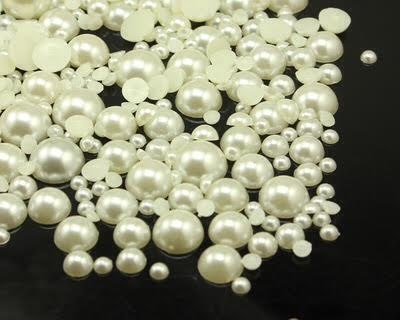 800pcs Ivory Mixed Size of Flat Back Pearls bead 2mm 3mm 4mm