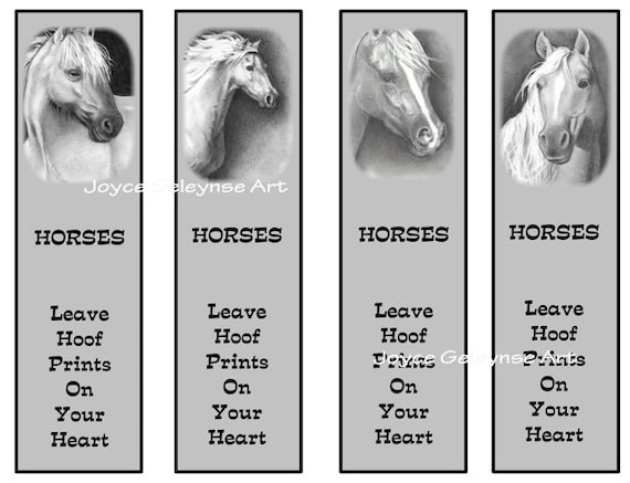 printable horse bookmarks horses in pencil party favors