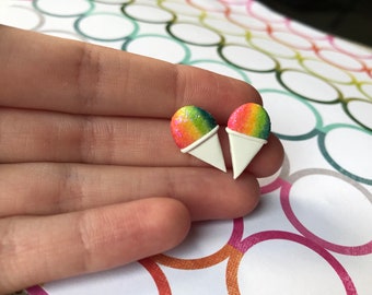 Snow Cone Polymer Clay Stud Earrings