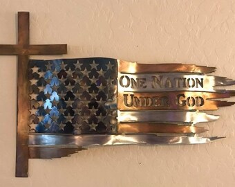 American flag with cross