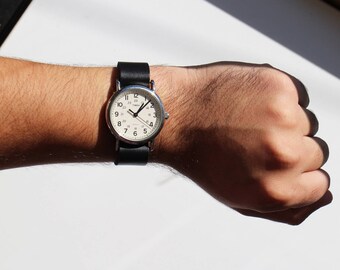 Black Leather Timex Weekender Watch Strap