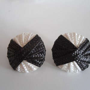 Beautiful black white vintage earrings, 80 style.