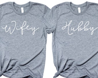 Honeymoon T-Shirts, Wifey Tshirt, Hubby Shirt, Married Couples, Cute Wedding Present, Gift Christmas, Hubby Wifey Shirts, Groom Shirts