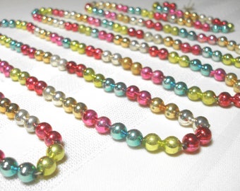 Vintage Mercury Glass Bead Garland for Feather or Christmas Tree appx 8 1/2 Feet - 103 Inches Antique Multicolor Double Beads Very Pretty