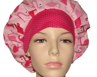 Fun Flamingos Pink-Scrub Hats-Scrub Caps-Surgical Scrub Hat-ScrubHeads-Bouffant Scrub Hat-Scrub Hats For Women-Flamingos Scrub Hat