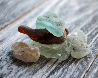 5 pcs Bonfire sea glass Melted Sea glass Set Rare Sea Glass OOAK Sea Glass finds Melted in fire Glass Supplies Bulk Naturally handled glass
